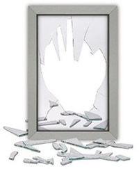 Without Armorcoat - glass shards fall from the frame